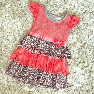 💥Coral and leopard dress